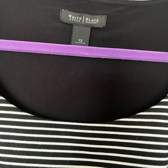 White House Black Market Black and White Striped Blouse - Picture 3 of 4
